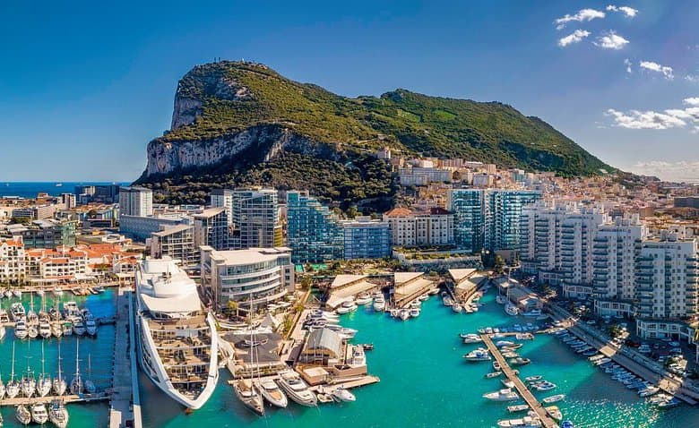 Aerial view of Gibraltar's marina and cruise harbour